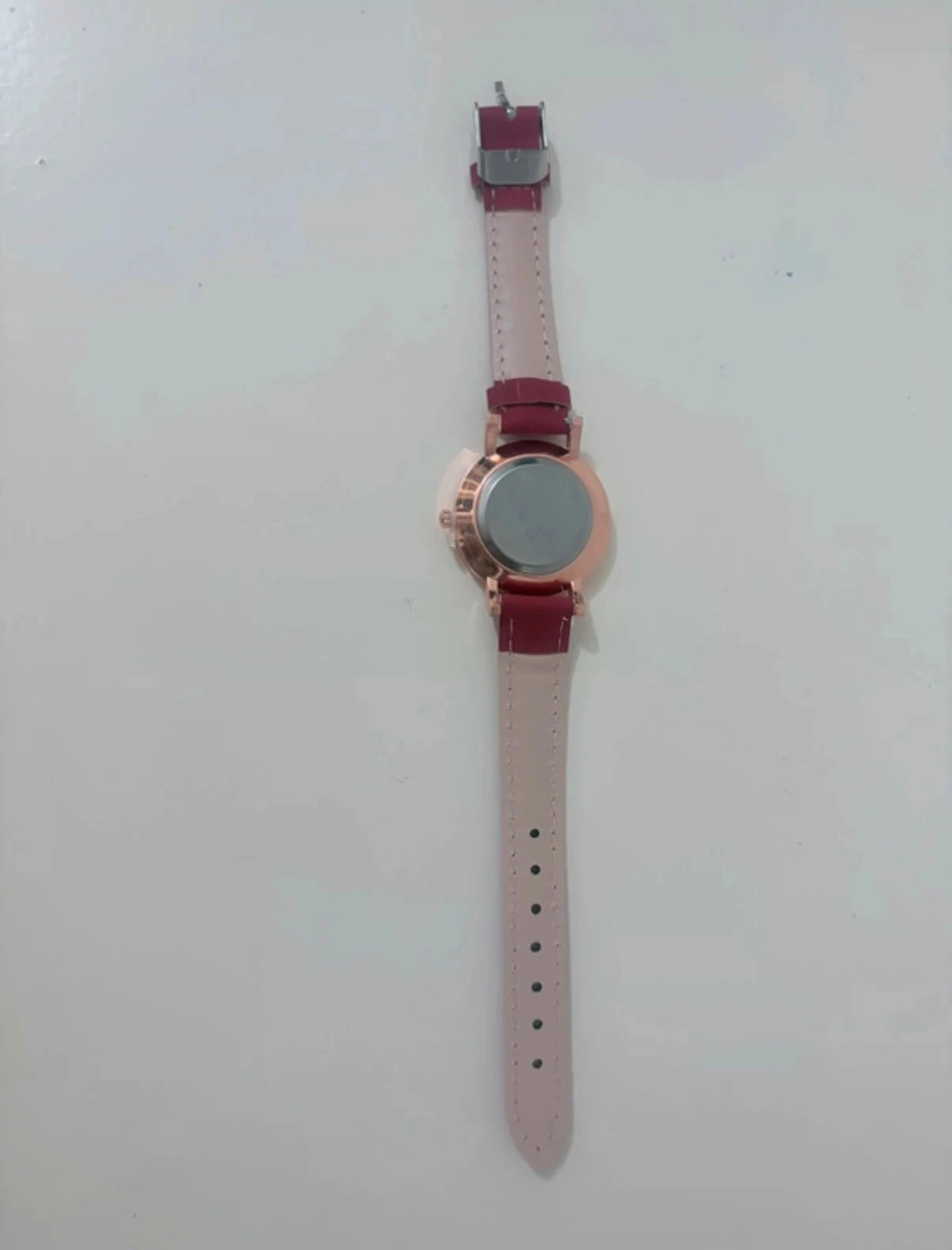 Stijlvolle minimalistische quartzhorloge - Bordeaux bandje en rosé vergulde behuizing – photo 4